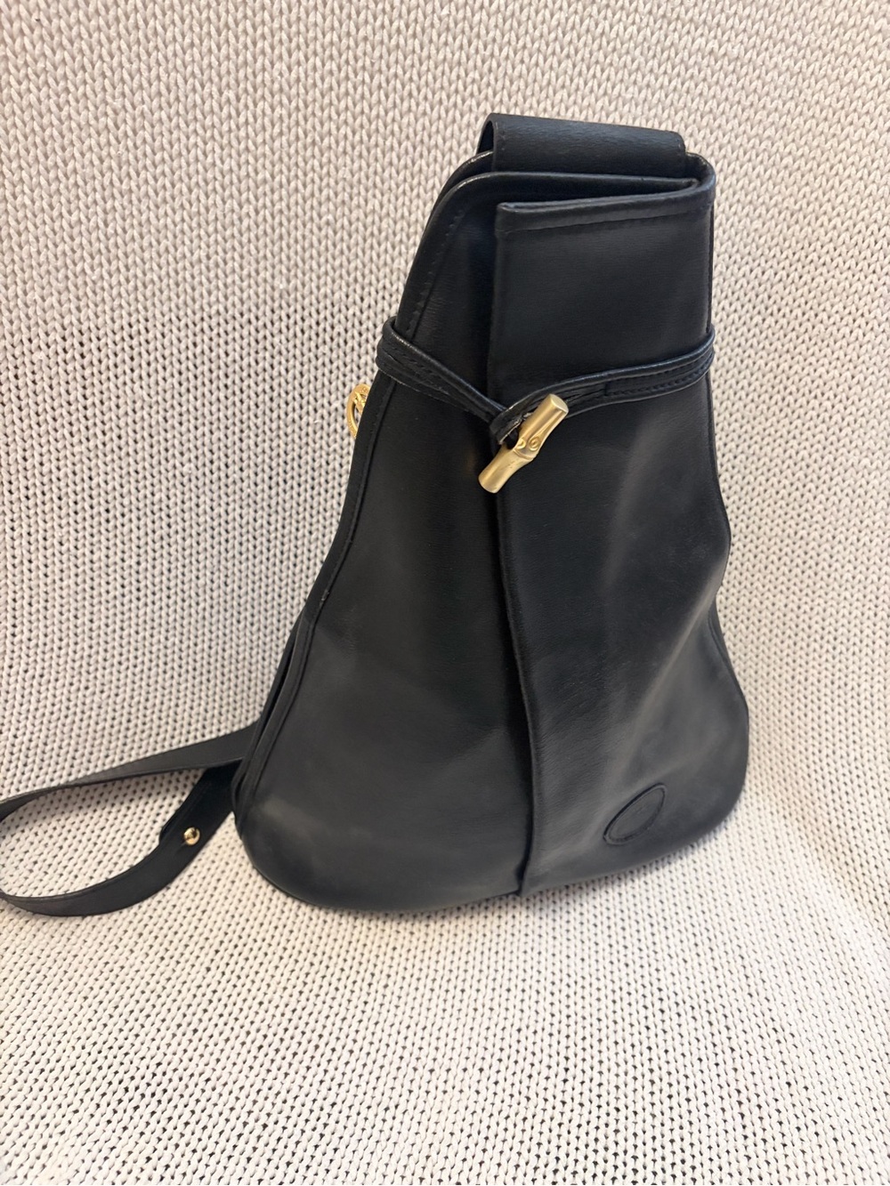 Vintage Longchamp Roseau Black Leather Backpack
